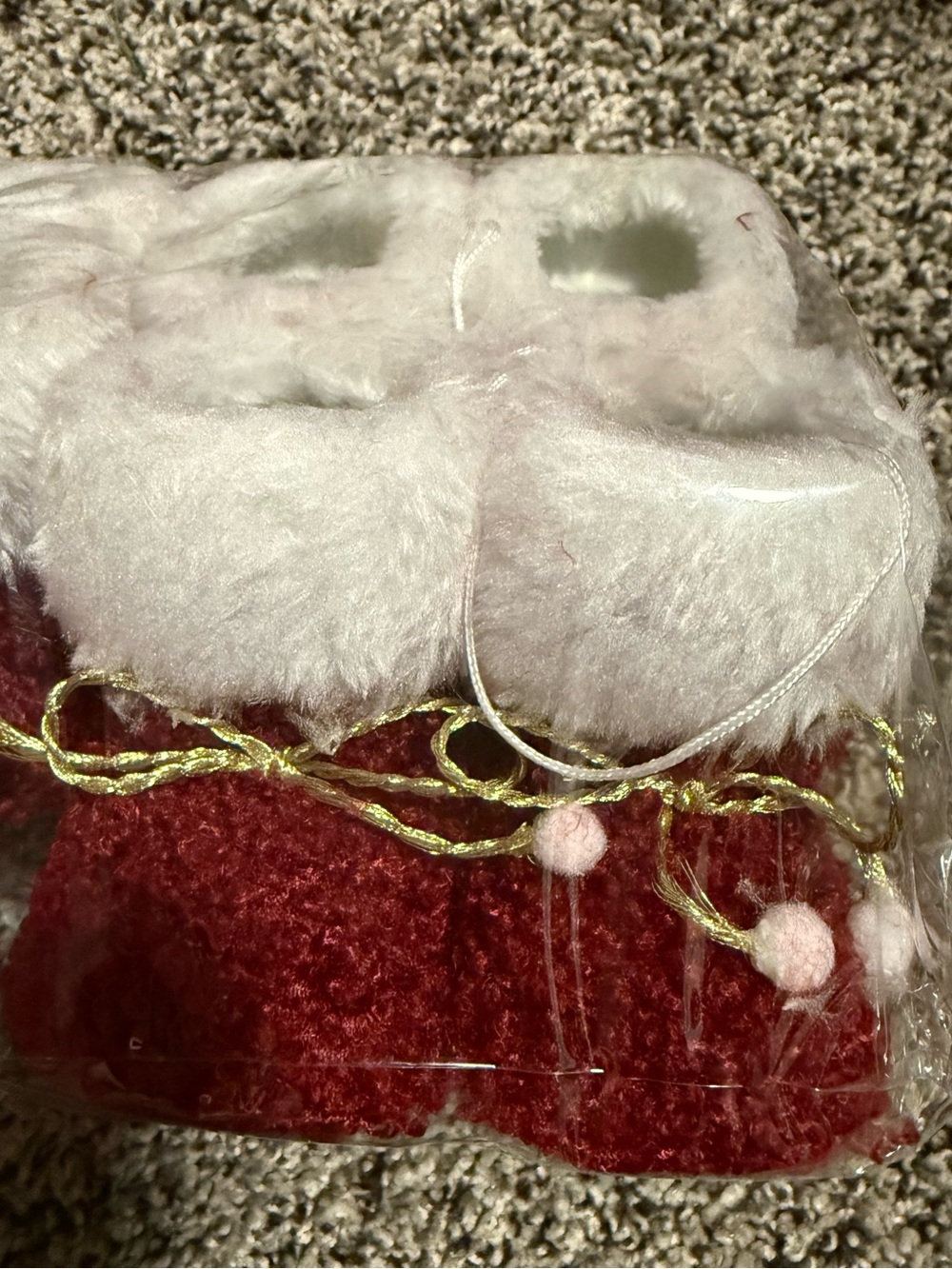 NEW Fuzzy White and Red Holiday Booties for Crafting